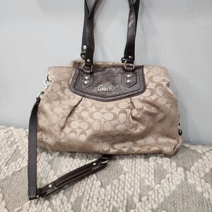 Coach Ashley-Beige and Dark Brown Shoulder Bag - 2012